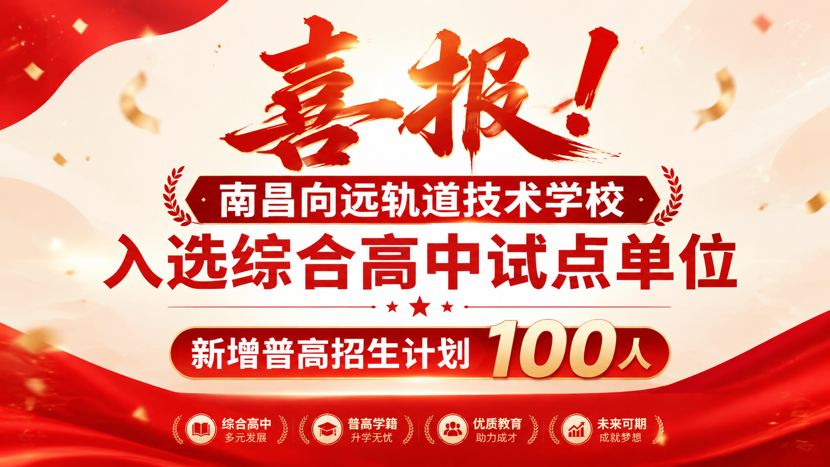 喜报!南昌向远轨道技术学校入选综合高中试点单位 新增普高招生计划100人